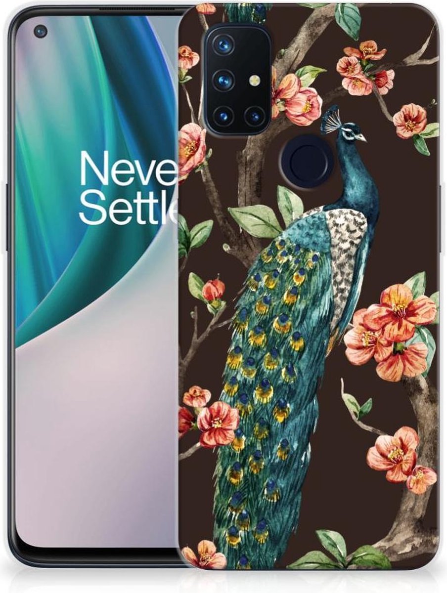 OnePlus Nord N10 5G TPU Hoesje Pauw met Bloemen