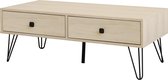 QUVIO Salontafel met 2 lades / Salontafel industrieel / Tv meubel / Tv dressoir / Dressoir / Tafels / Salontafels / Bijzettafel - Hout en staal - 50 x 100 x 37 cm (lxbxh)