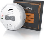 Brandson® Koolmonoxide Melder - Inclusief Geheugenfunctie en Baterijen - 3 LED Indicatoren en Display Scherm- CE gecertificeerd - 10 jaar Accu- 85dB Geluid en 25 m² Bereik- 10 x 10 x 3 cm- 11