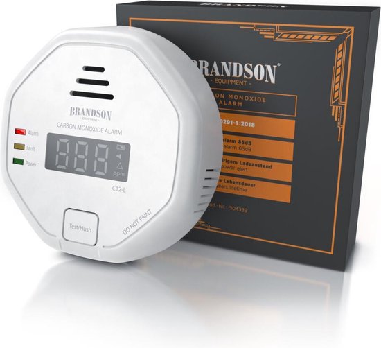 Brandson® Koolmonoxide Melder Inclusief Geheugenfunctie en Baterijen 3 LED...
