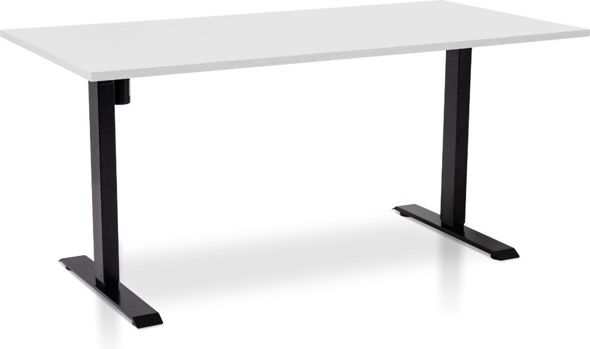 Zit-sta bureau elektrisch verstelbaar - MRC EASY | 160 x 80 cm | inclusief stekkerdoos en kabelklemmen | frame zwart - blad wit