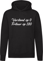 Verstand op 0, Frituur op 180 tekst  Hoodie | eten | friettent | patat | niet nadenken |  trui | sweater | Zwart