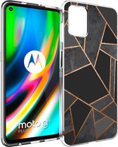 iMoshion Design voor de Motorola Moto G9 Plus hoesje - Grafisch Koper - Zwart / Goud