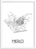 Mierlo Plattegrond poster A4 + Fotolijst wit (21x29,7cm) - DesignClaudShop