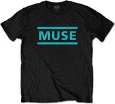 Muse Heren Tshirt -XL- Light Blue Logo Zwart