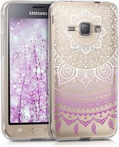 kwmobile telefoonhoesje voor Samsung Galaxy J1 (2016) - Hoesje voor smartphone in paars / wit / transparant - Indian Sun design