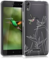 kwmobile telefoonhoesje voor Wiko Lenny 4 - Hoesje voor smartphone in roze / wit / transparant - Kolibri en Bloemen design