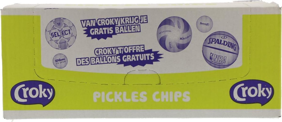 Croky Chips Pickles Smaak Vegetarisch-Glutenvrij - Doos 20 zakjes van 40gram