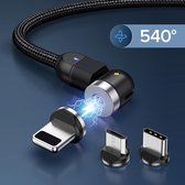 Maclean Magnetische 3in1 USB C-kabel - 1 m gehoekte Energy MCE474 in zwart, ondersteunt snelladen 9V / 2A, 5V / 3A, nylon vlecht