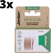 3x Cure- Cure-dents Jordan Green Clean Thin 100 pièces - Pack économique