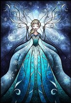 Pixels & Steken - Diamond Painting Snow Queen - Elsa Frozen Disney - Vierkante Steentjes -90x35cm