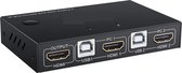 DrPhone AM 2 in 1 KVM-switch HDMI 1.4 4K Schakelkast - 2 Poorten- 2 Pc’s delen met slechts één set muis en toetsenbord & één HD-monitor - ook draadloze toetsenbord- en muis – Zwart