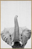 JUNIQE - Poster met kunststof lijst Olifant zwart-wit foto -60x90 /Wit