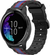 Siliconen Smartwatch bandje - Geschikt voor  Garmin Venu Special Edition band - zwart/blauw - Horlogeband / Polsband / Armband