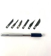 WDMT™Hobby Mes Precisie | Scalpelmes mesjes | Hobby mes | Precisie Gereedschap | 6 delig - Zilver