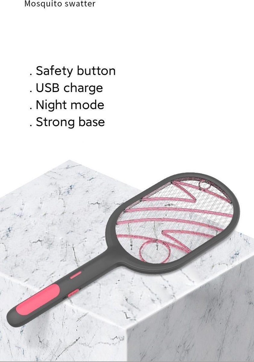 aquette anti-moustiques rechargeable portable Tapette à mouches électrique  Raquette anti-moustiques Bait Lampe à lumière UV Raquette avec base de
