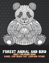 Forest Bird and Animal - Coloring Book for adults - Hippo, Baboon