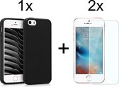 iPhone 5c hoesje zwart siliconen case hoes cover hoesjes - 2x Iphone 5c screenprotector