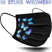 Vlinder wegwerp mondmaskers - Blauwe vlinderdans - per 10 stuks