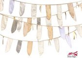 Ibiza Flags | Ibiza vlaggetjes| woonslinger wit/goud | slinger van stof| 10 meter| witte vlaggetjes| handmade| Ibiza style boho slinger| feest vlaggetjes| witte Ibiza versiering| I