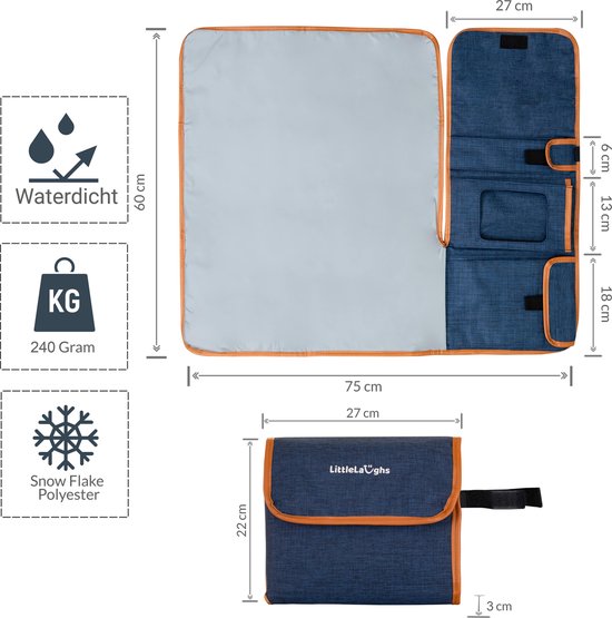 LittleLaughs Verschoningsmatje Voor Onderweg - Draagbaar Verschoonmatje - Luieretui - Perfect Kraamcadeau - Veel Ruimte & Waterbestendig van LittleLaughs — afbeelding 5
