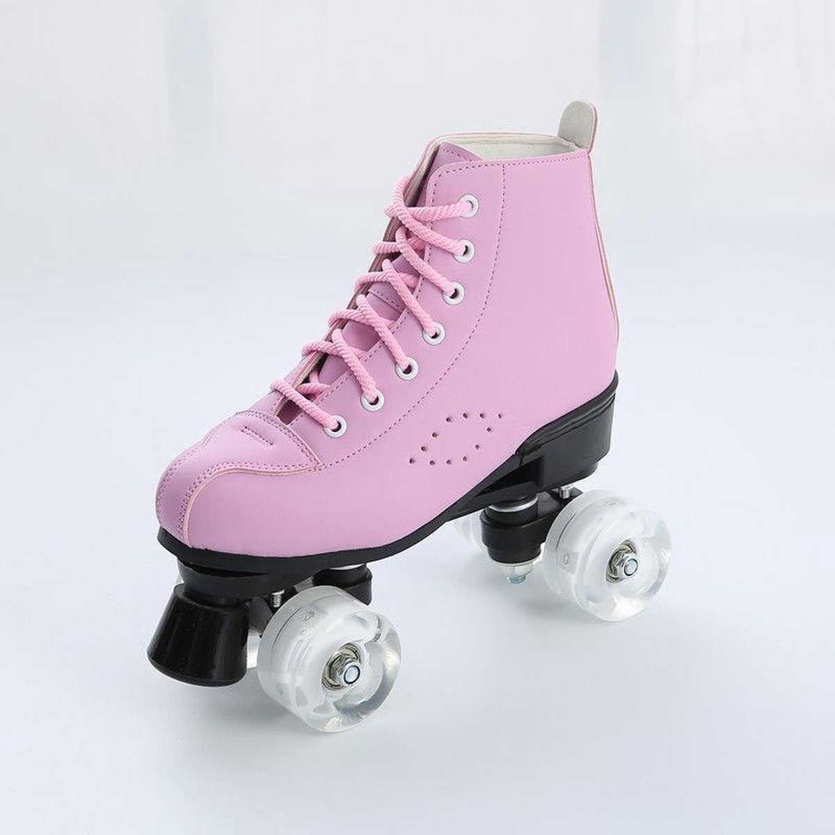 salaris vergroting cruise 4-wielige microfiber lederen rolschaatsen schoenen voor man / vrouw [wit  wiel-roze/35] | bol.com