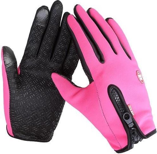Unisex touchscreen winter thermisch warm fietsen fiets ski- outdoor camping wandelen motorhandschoenen, sport volledige vinger [roze/m]