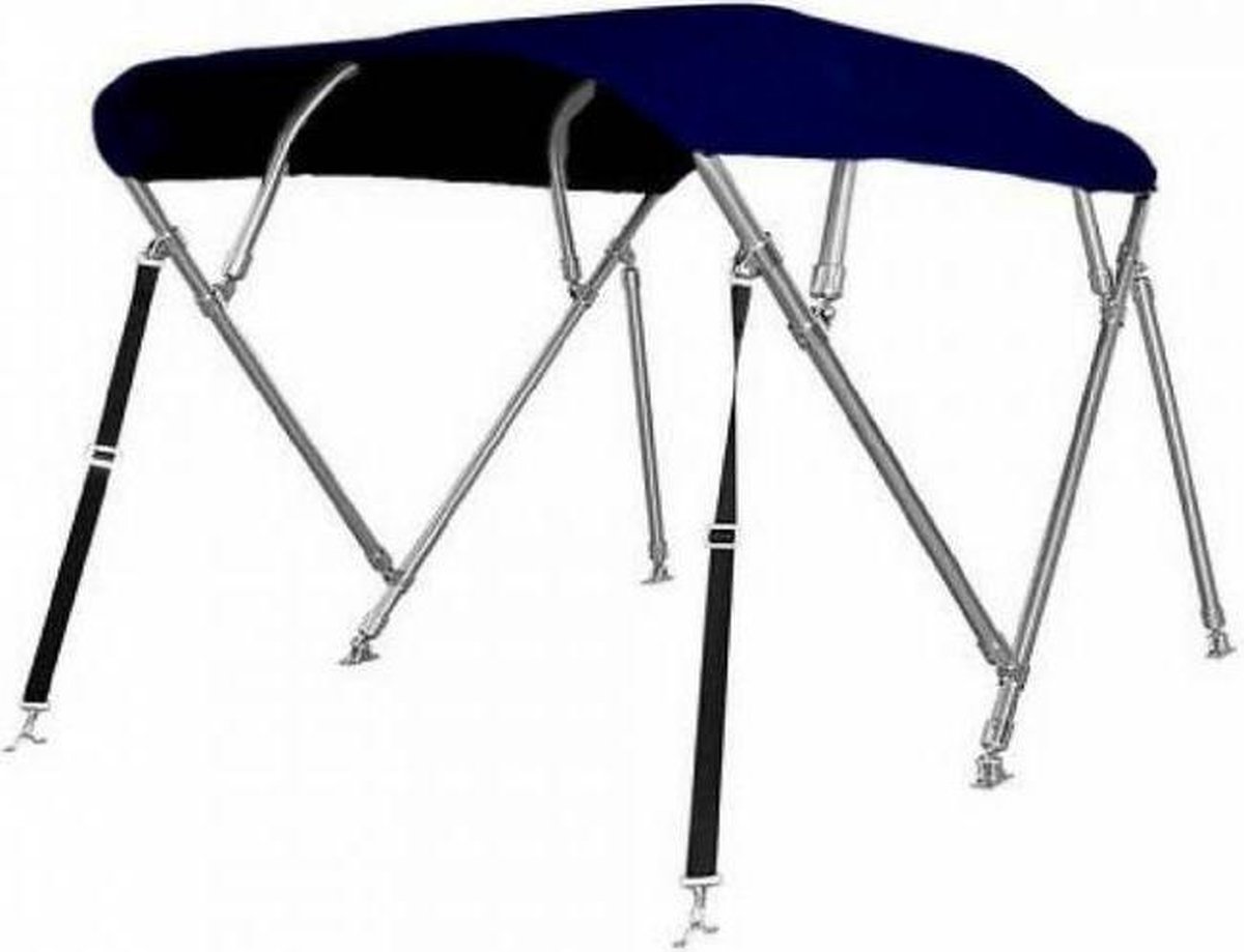 4 Boog RVS Biminitop Zonnetent BLAUW H137 cm Breedte 264-283 cm