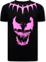 T shirt met Opdruk Heren - Venom Face Neon - Zwart