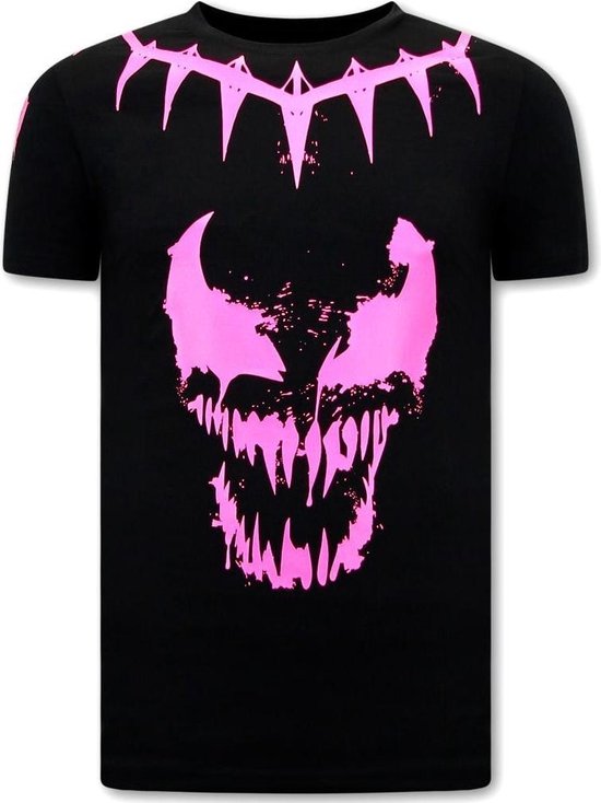 T-shirt Local Fanatic avec imprimé pour hommes - Venom Face Neon - Zwart - Tailles: S