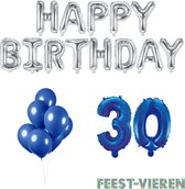 30 jaar Verjaardag Versiering Ballon Pakket Blauw & Zilver