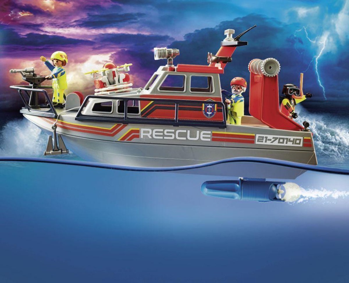PLAYMOBIL City Action Redding op zee: brandbestrijdingsmissie met reddingskruiser - 70140 — afbeelding 2