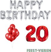 20 jaar Verjaardag Versiering Ballon Pakket Rood & Zilver