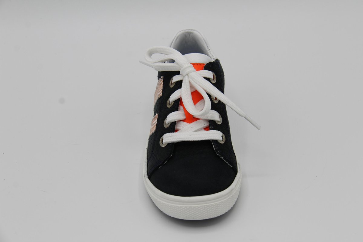Track Style 321301- donker blauwe veter schoen- witte strepen- breedte 3,5- maat  22 - Schoenen.nl