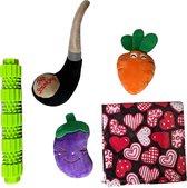 Hondenspeelgoed set - set van 5 stuks - pluche hondenspeelgoed - honden bandana - puppy knuffel speeltjes - bijtspeelgoed - honden speelgoed