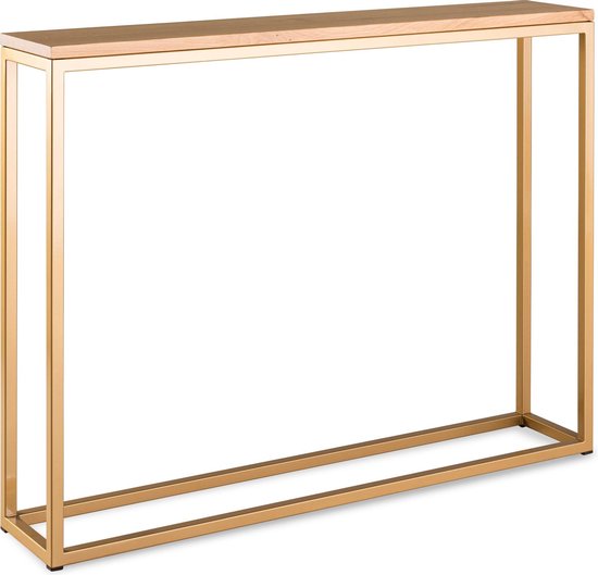 Sidetable eikenhout - goud onderstel - 100 x 20 cm | bol.com