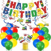 45 delig verjaardagset - Thema: Vervoer (Boot, Helikopter, Bus, Trein, Vliegtuig,  Auto) - Versiering voor feestjes, verjaardag