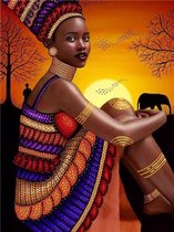 Diamond Painting Afrikaanse vrouw - 45x60 cm  cm - Volledig te beplakken - Hobbypakket - Vierkante steentjes