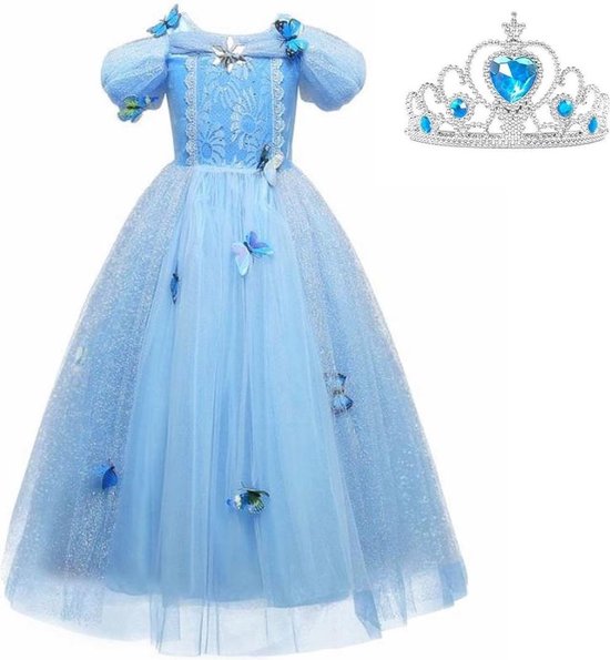 Prinsessen jurk verkleedjurk Luxe met vlinders +