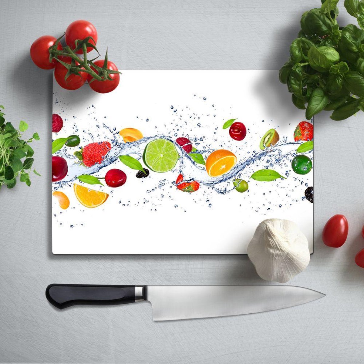 Glassnijplank - Frisse Fruiten - Snijplank - Glazen Snijplanken - 35×25 cm - 4 mm