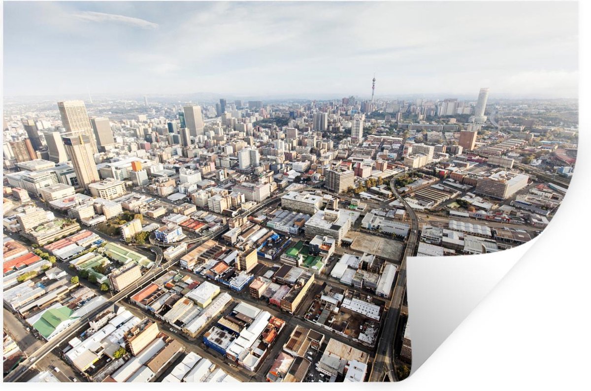 Muursticker Johannesburg luchtfoto vanZuidAfrikaanse stad Johannesburg 120x80 cm Muursticker Johannesburg luchtfoto vanZuidAfrikaanse stad Johannesburg 120x80 cm