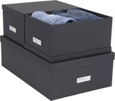Bigso Box of Sweden Opbergdozen met deksel 3-delig zwart - Zwart - Met deksel