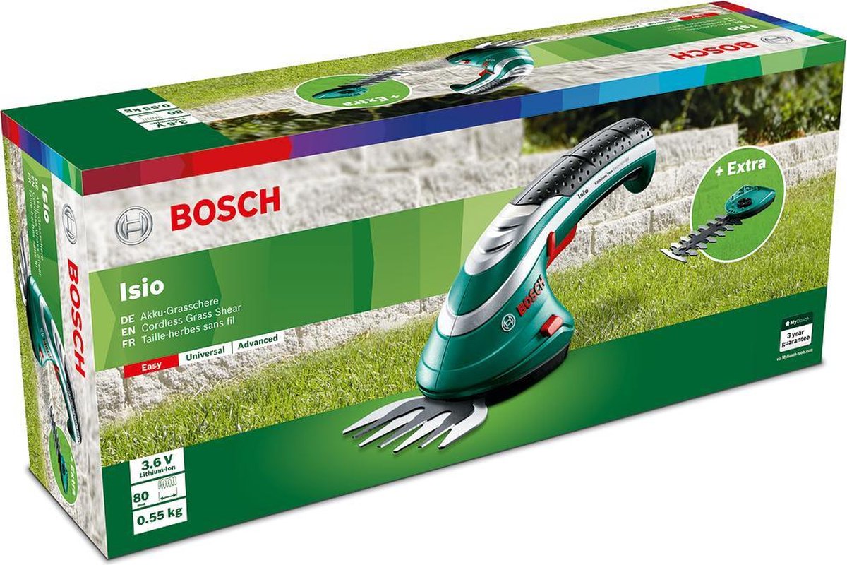 Bosch ISIO Gen III Batterij buxusschaar - Met grasschaar | bol.com