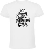 Icecream makes everything better Heren t-shirt | ijs | softijs | possitive thinking | good vibes | grappig | cadeau | Wit