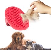 Brosse pour chat - Brosse pour chien - Brosse de soin du pelage chien et chat - Brosse à cheveux en silicone - Brosse de massage flexible - Poils et velcro - Rose