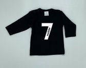 Shirt Cijfer met naam - Zwart, 68