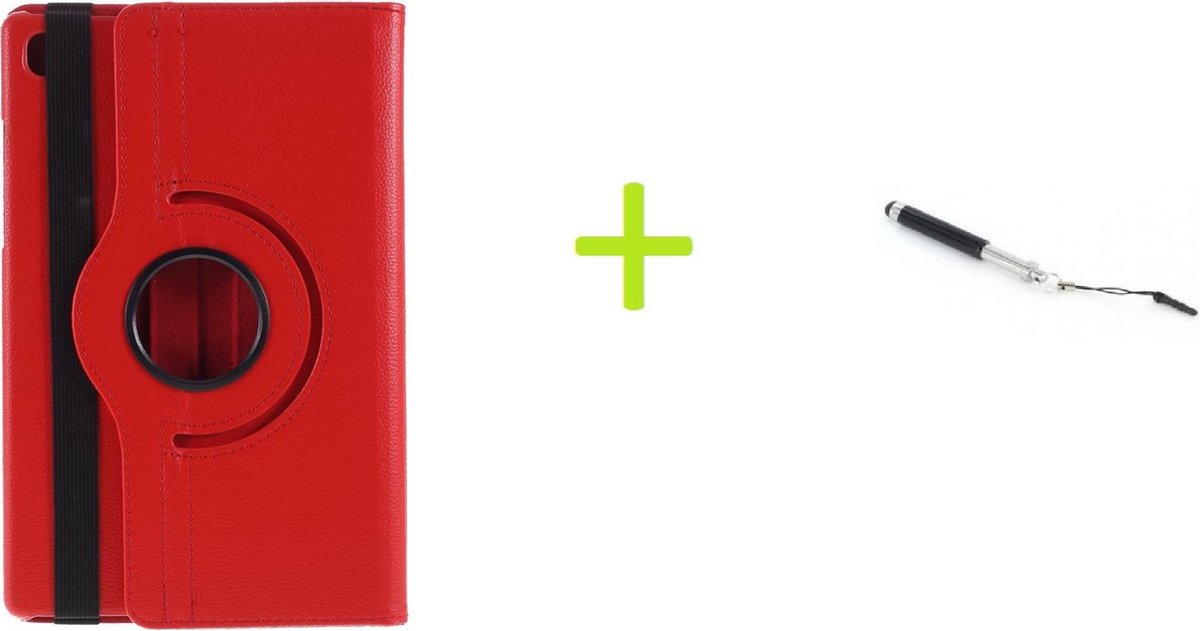 Book Cover Geschikt voor: Samsung Galaxy Tab A7 10.4 (2020) Multi Stand Case - 360 Draaibaar Tablet hoesje - Tablethoes - Rood + Stylus