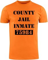 County jail inmate Heren t-shirt | gevangenis | crimineel | thug life | boef | dief | carnaval | verkleedkleding | grappig | cadeau | Oranje