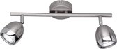 LED Plafondspot - Torna Nonta - GU10 Fitting - 6W - Warm Wit 3000K - 2-lichts - Rechthoek - Mat Nikkel - Aluminium