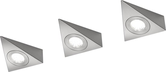 LED Keukenkast Verlichting - Torna Ecoli - 9W - 3-lichts - Warm Wit 3000K - Driehoek - Mat Nikkel - Aluminium